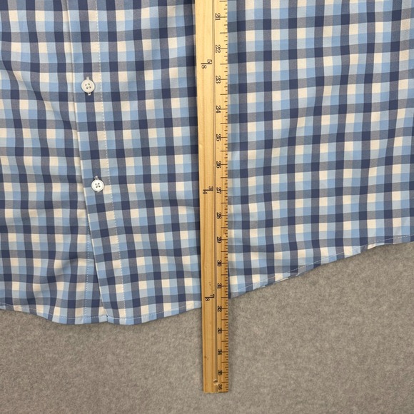 Mizzen+Main Leeward Dress Shirt Mens XXL Blue Gingham Check Trim Fit Stretch - Picture 9 of 11